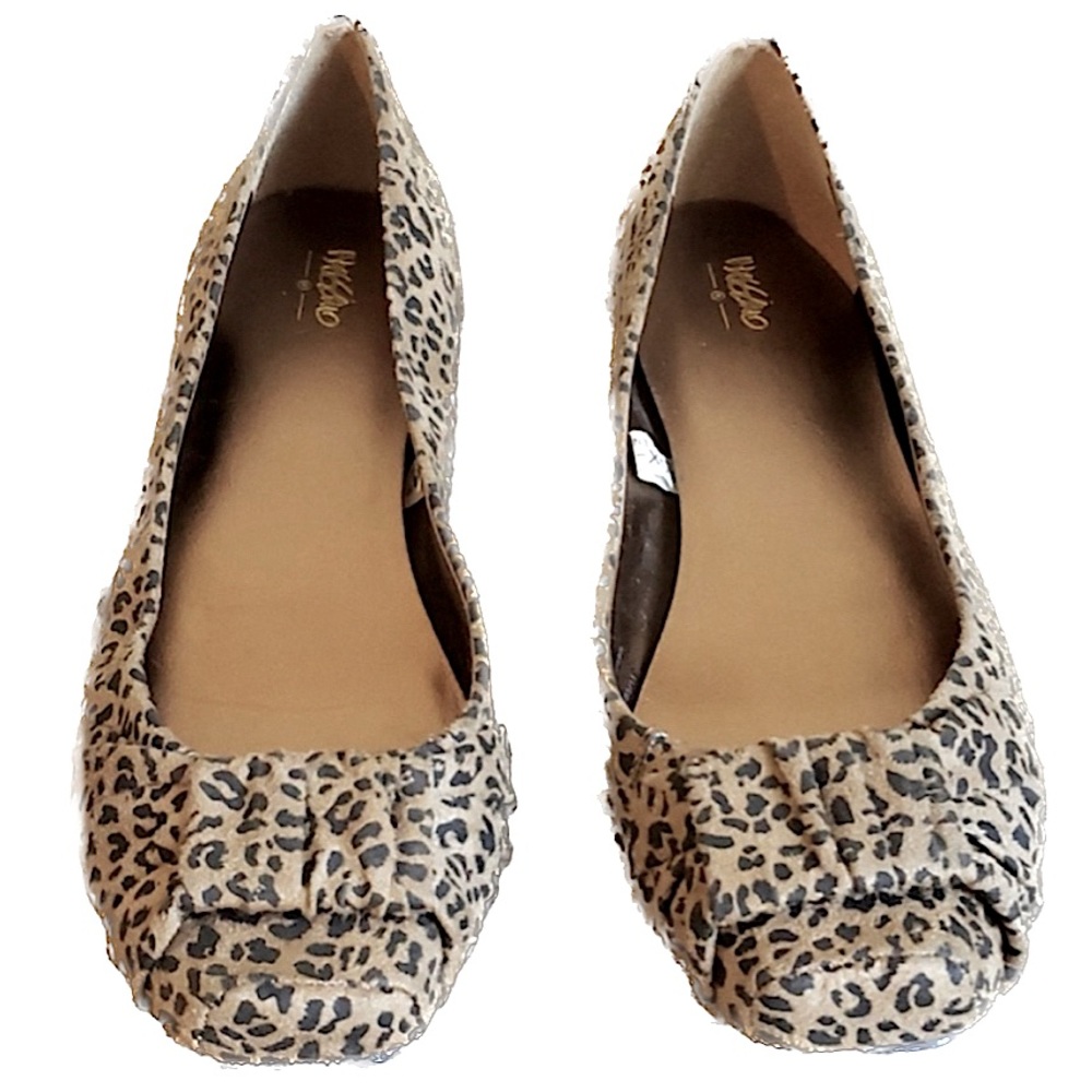 Mossimo leopard print square toe bow detail ballet flats, Women's Size 5.5
